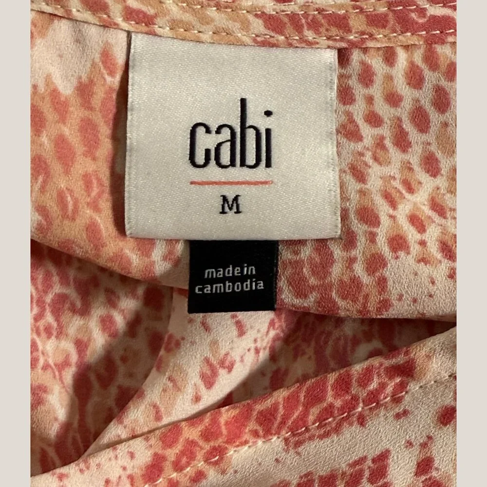 Cabi Blouse Womens Pink Bethany Snake Print Top Balloon Sleeve, Medium - Picture 5 of 6